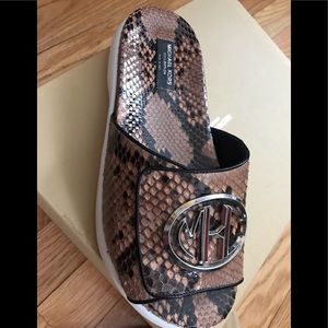 Jennifer Python and Nappa Leather Slide Sandal